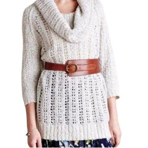 Anthropologie Sleeping On Snow Cowl Neck Open Knit Sweater